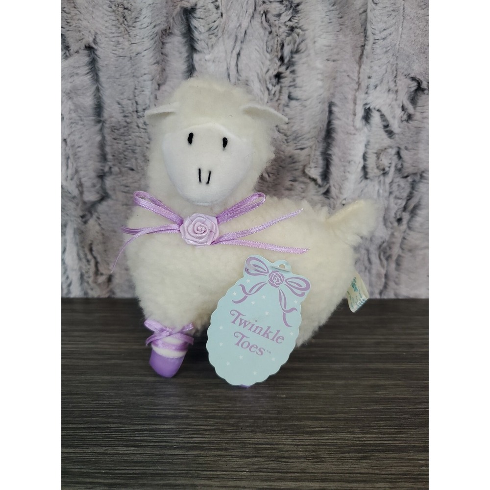 Russ Twinkle Toes White Ballerina Lamb Sheep Wearing Purple Ballet Shoes EUC TAG